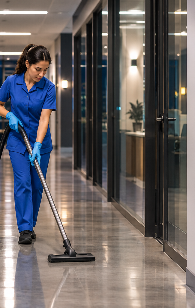 Cleaning crew at work in an Ottawa commercial building