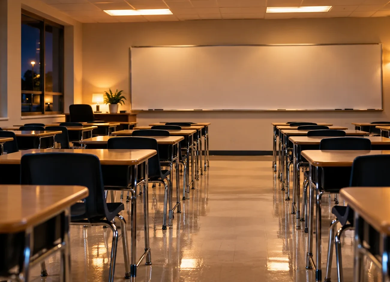 school cleaning services in empty classroom after hours