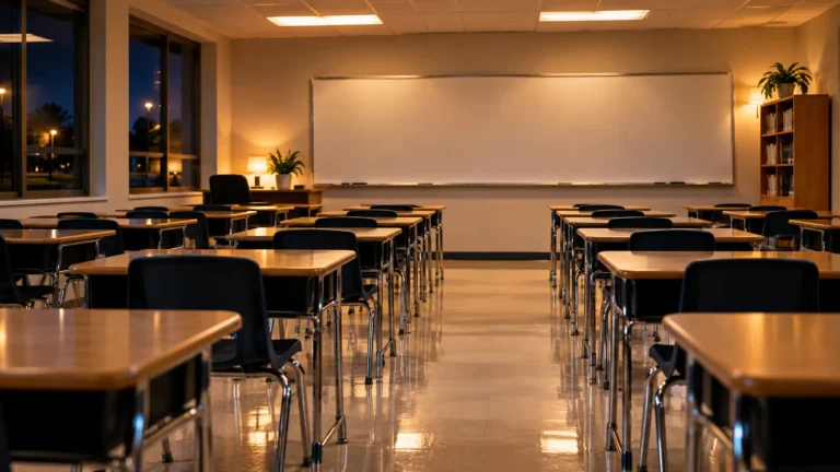 school cleaning services in empty classroom after hours